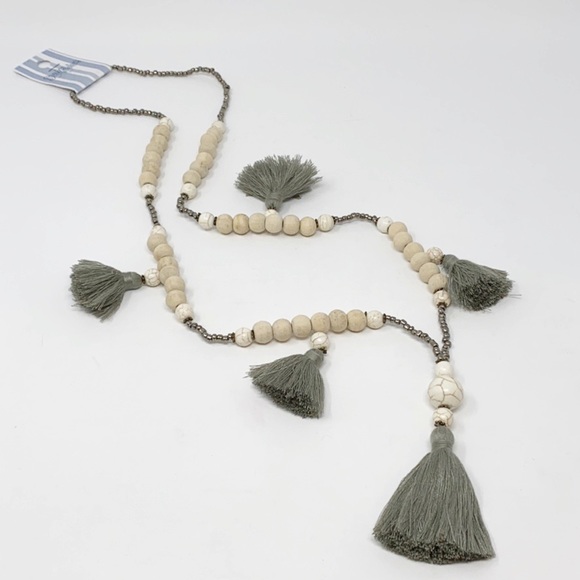 Suzie Blue Beaded and Tassel Necklace - Picture 4 of 6